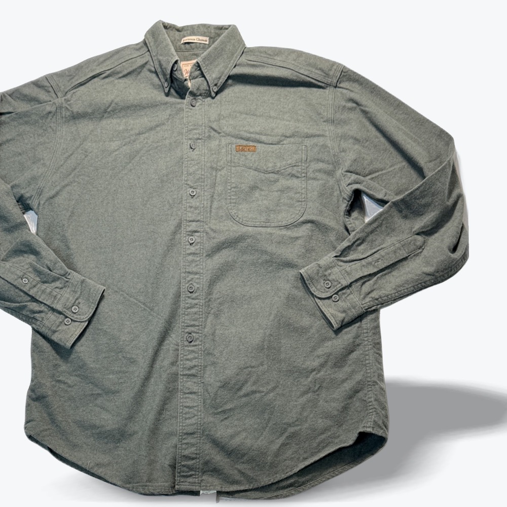Woolrich Mens Long Sleeve Shirt Sportsman Heavyweight Green Chamois Large USA